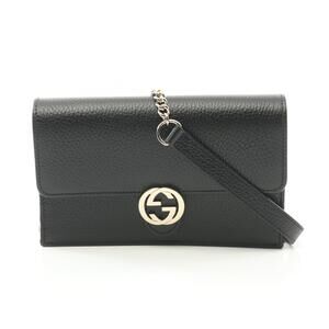 Gucci Interlocking GG Shoulder Bag Black Leather